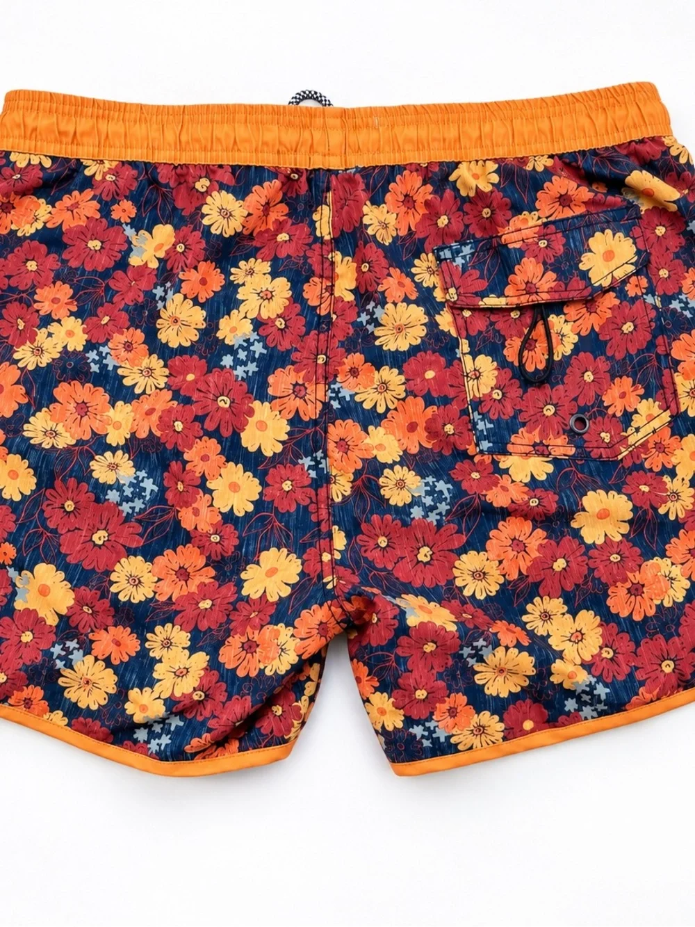 Men's Floral Swim Trunks in Red & Yellow - Quick-Dry Beach Shorts